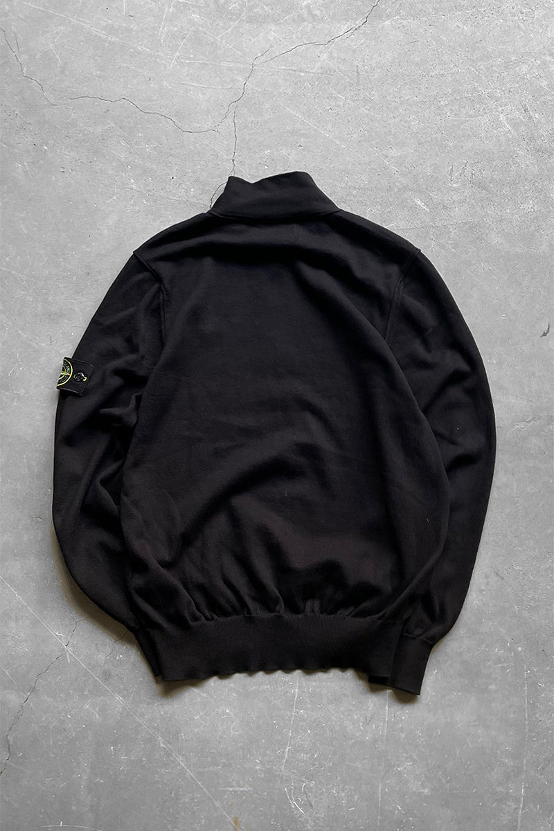 MADE IN CROATIA HALF ZIP COTTON KNIT SWEATER / BLACK [SIZE: M USED]