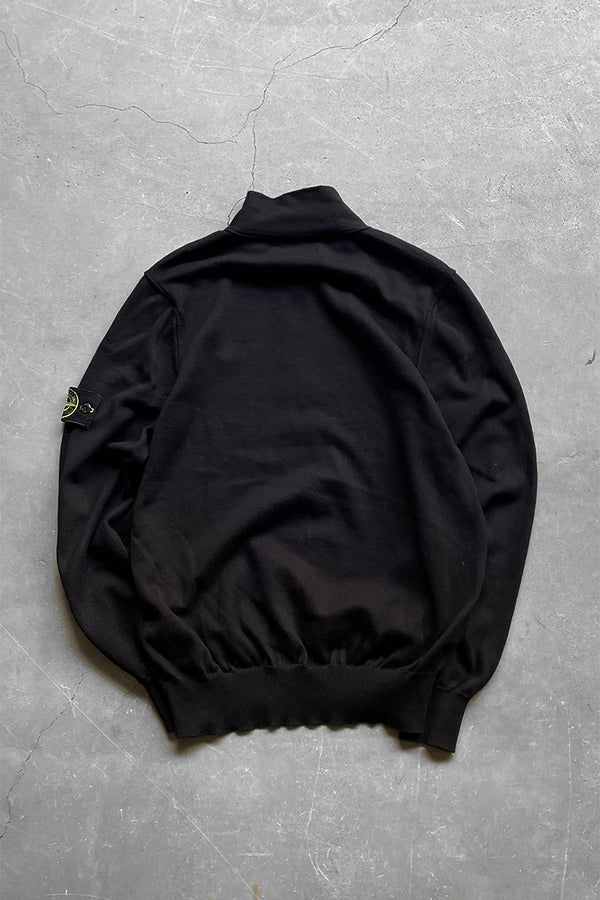 MADE IN CROATIA HALF ZIP COTTON KNIT SWEATER / BLACK [SIZE: M USED]