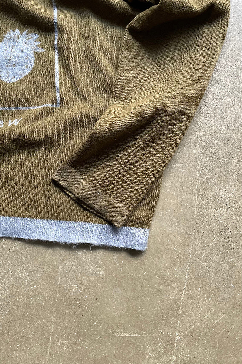 WATER MELON DESIGN KNIT SWEATER / KHAKI [SIZE: XL USED]