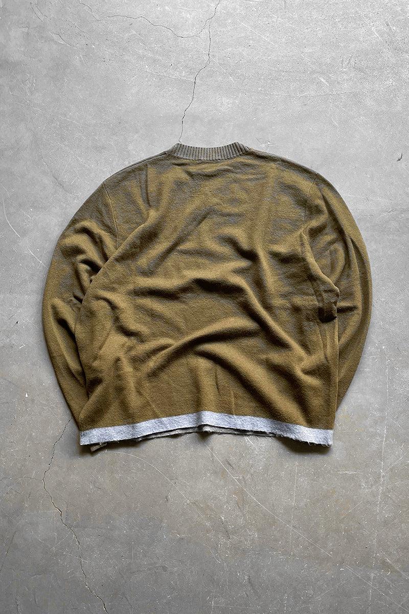 WATER MELON DESIGN KNIT SWEATER / KHAKI [SIZE: XL USED]