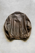 画像をギャラリービューアに読み込む, 90&#39;S LEATHER ZIP UP JACKET / BROWN [SIZE: M USED]
