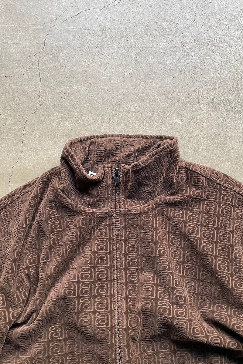 MONOGRAM VELOUR ZIP JACKET / BROWN [SIZE: M USED]