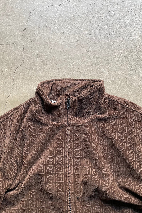 MONOGRAM VELOUR ZIP JACKET / BROWN [SIZE: M USED]