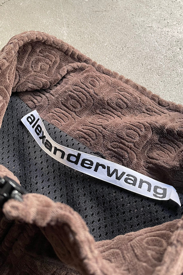 MONOGRAM VELOUR ZIP JACKET / BROWN [SIZE: M USED]