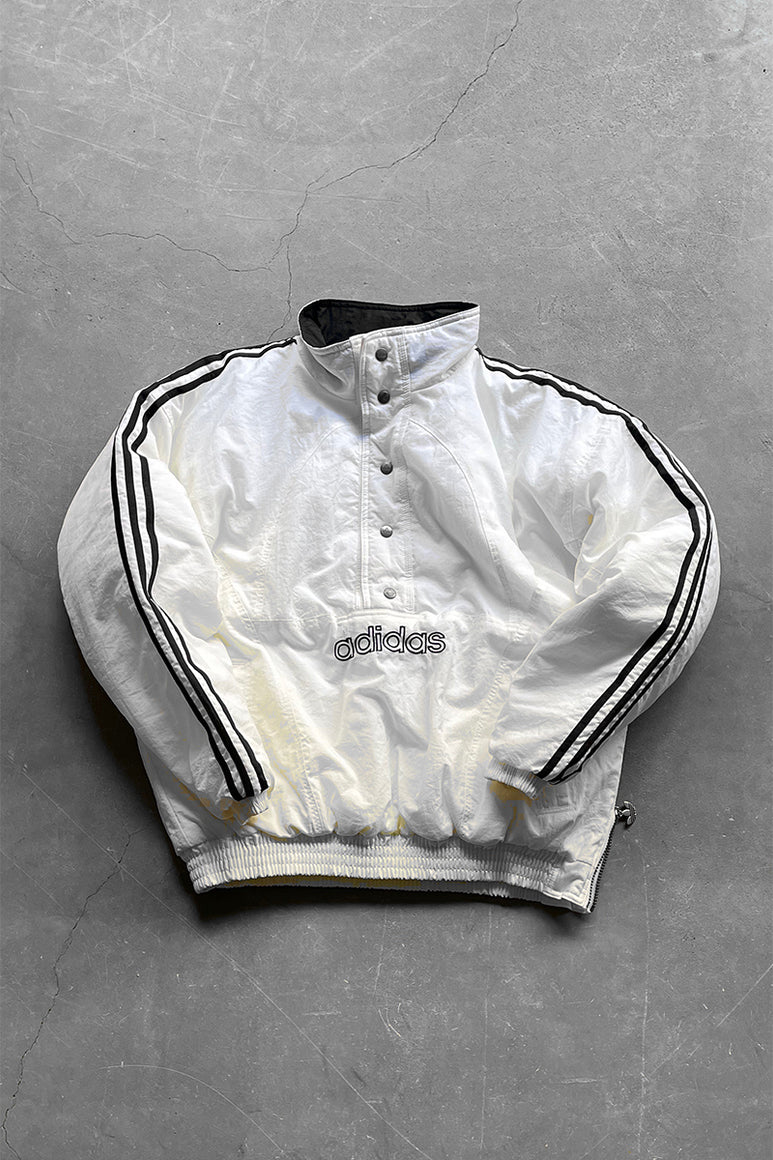 90'S HALF-ZIP NYLON PUFF JACKET / WHITE [SIZE: M USED]