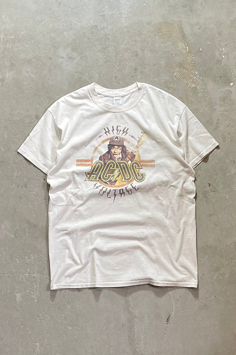 Y2K EARLY 00'S ACDC VOLTAGE BAND T-SHIRT / WHITE [SIZE: L USED]