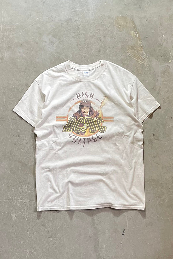 Y2K EARLY 00'S ACDC VOLTAGE BAND T-SHIRT / WHITE [SIZE: L USED]