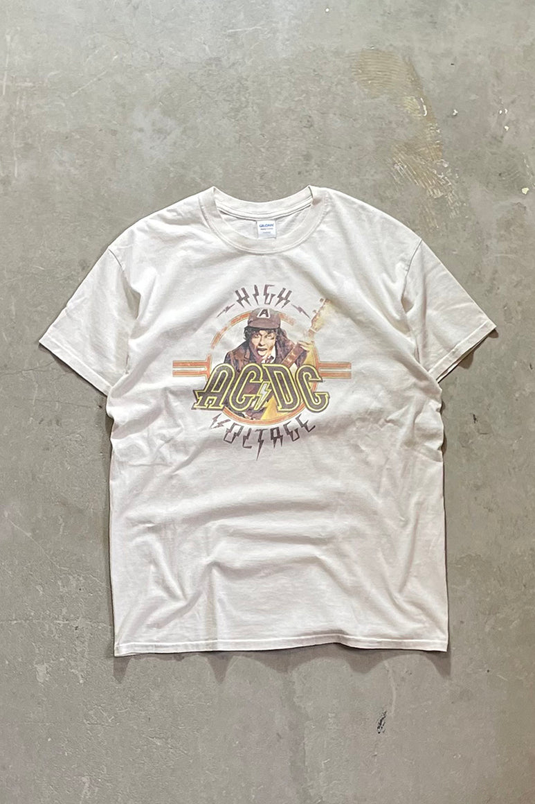 Y2K EARLY 00'S ACDC VOLTAGE BAND T-SHIRT / WHITE [SIZE: L USED]