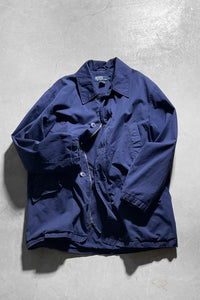 90'S DOUBLE ZIP COTTON COAT / NAVY [SIZE: M USED]