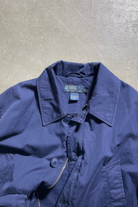 90'S DOUBLE ZIP COTTON COAT / NAVY [SIZE: M USED]