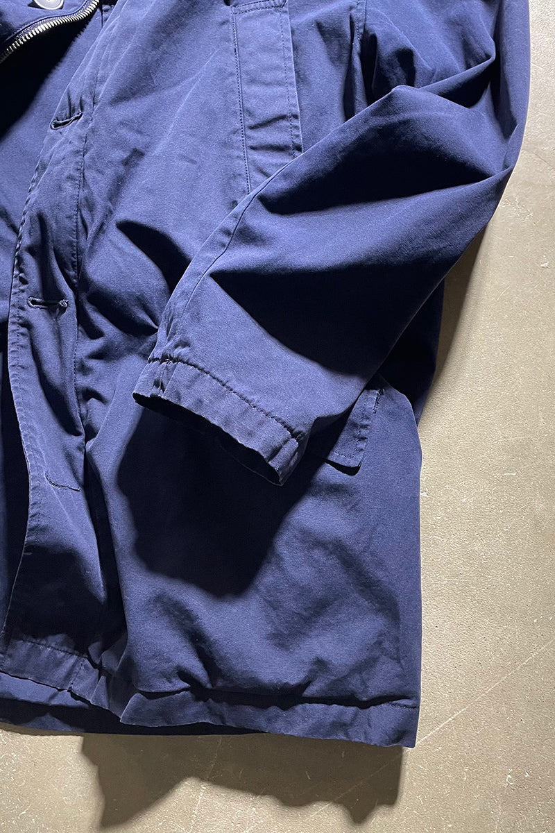 90'S DOUBLE ZIP COTTON COAT / NAVY [SIZE: M USED]
