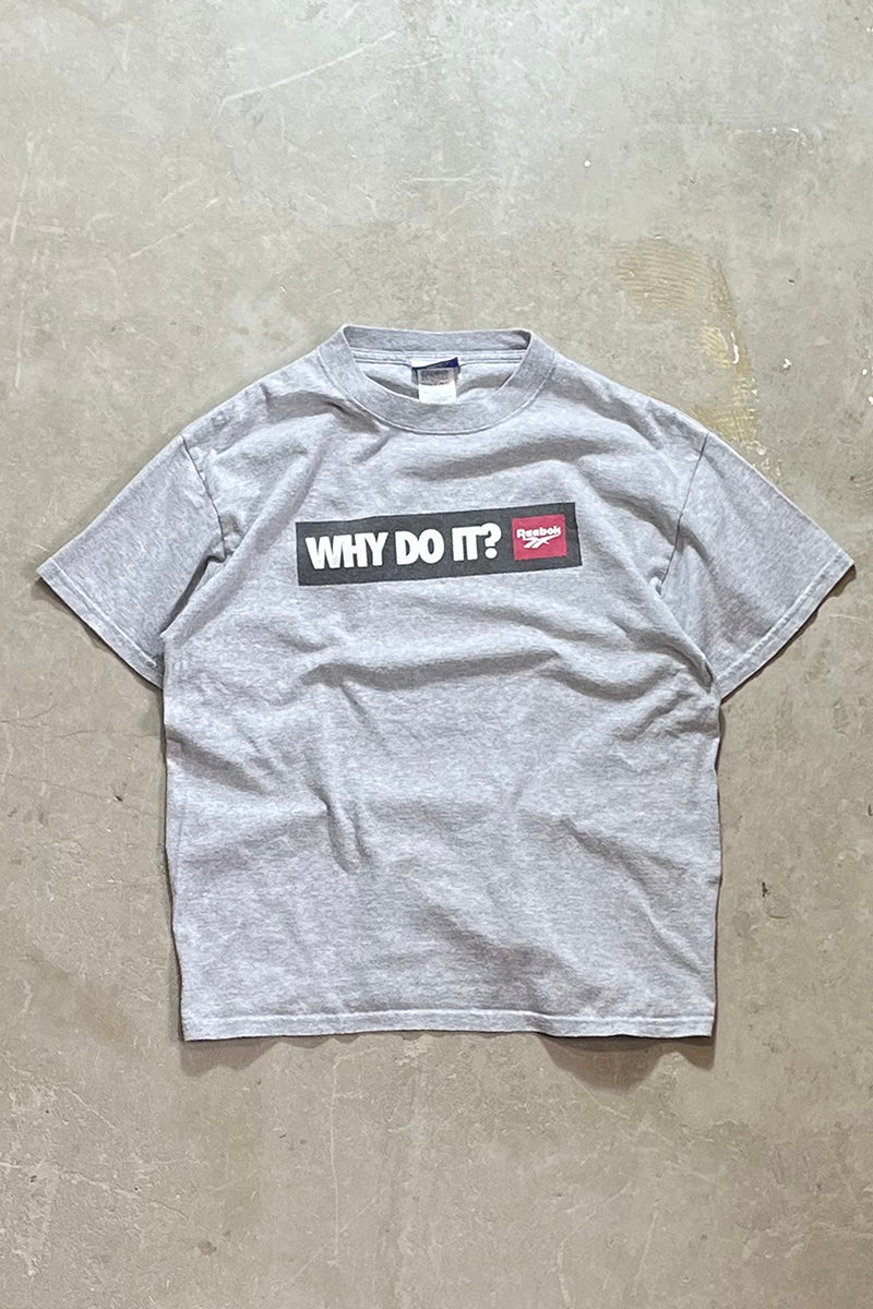 Y2K EARLY 00'S WHY DO IT? T-SHIRT / GREY [SIZE: M USED]