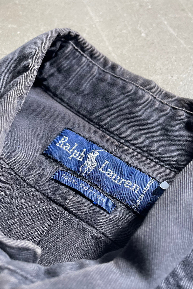 90'S L/S COTTON TWILL SHIRT FADED BLACK / CHARCOAL [SIZE: XL USED]
