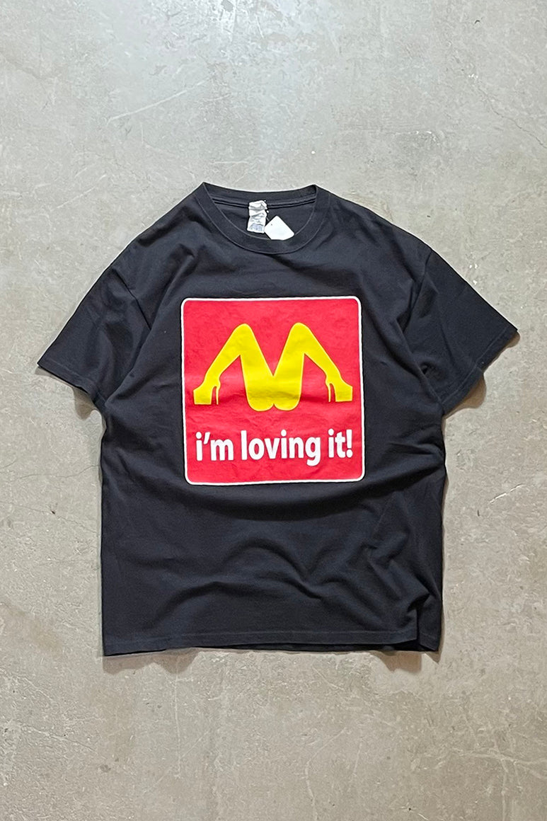 90'S I'M LOVING IT! MESSAGE T-SHIRT / BLACK [SIZE: XL USED]