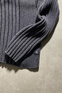 Y2K EARLY 00'S HALF-ZIP KNIT SWEATER  / GRAY [SIZE: M USED]
