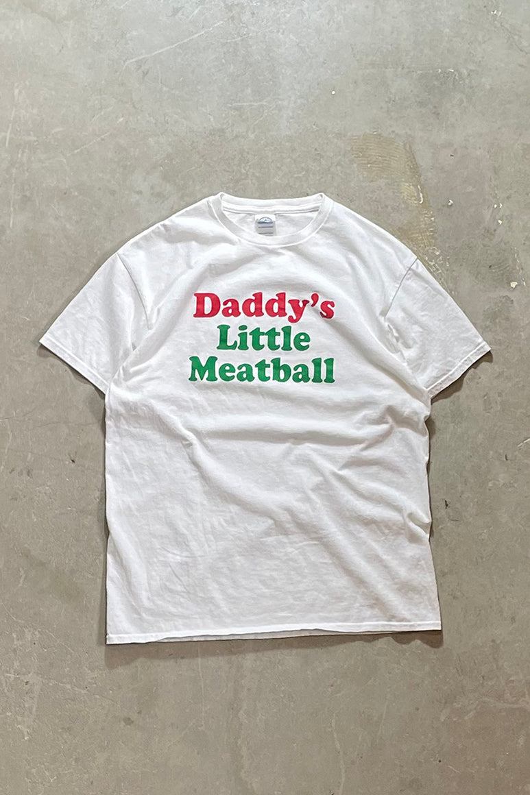 Y2K EARLY 00'S MEATBALL MESSAGE T-SHIRT / WHITE [SIZE: L USED]