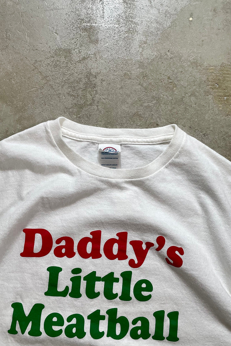 Y2K EARLY 00'S MEATBALL MESSAGE T-SHIRT / WHITE [SIZE: L USED]