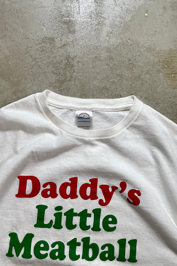 Y2K EARLY 00'S MEATBALL MESSAGE T-SHIRT / WHITE [SIZE: L USED]