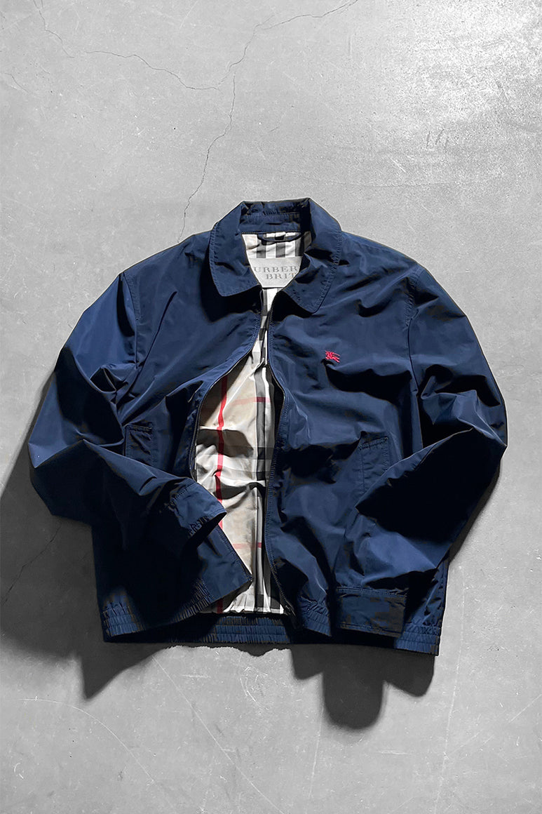 DOUBLE ZIP NYLON JACKET / NAVY [SIZE: M USED]