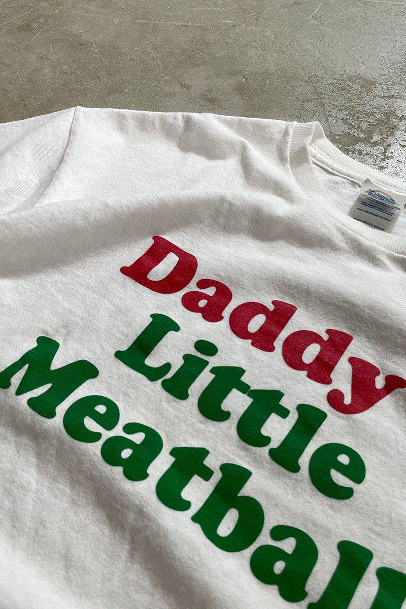 Y2K EARLY 00'S MEATBALL MESSAGE T-SHIRT / WHITE [SIZE: L USED]