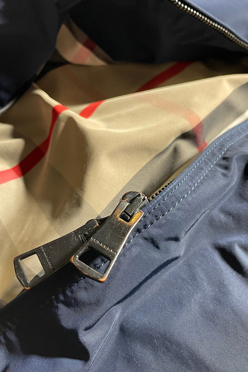 DOUBLE ZIP NYLON JACKET / NAVY [SIZE: M USED]
