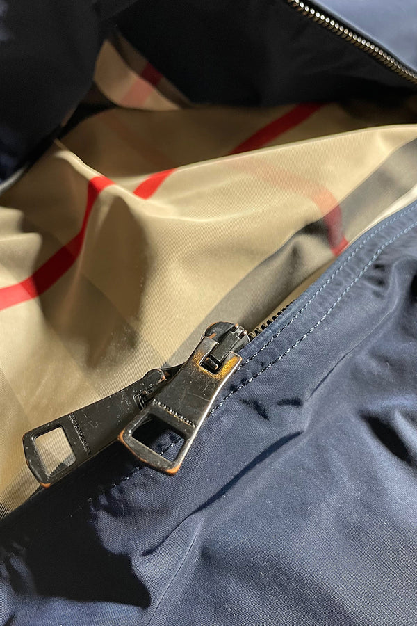 DOUBLE ZIP NYLON JACKET / NAVY [SIZE: M USED]