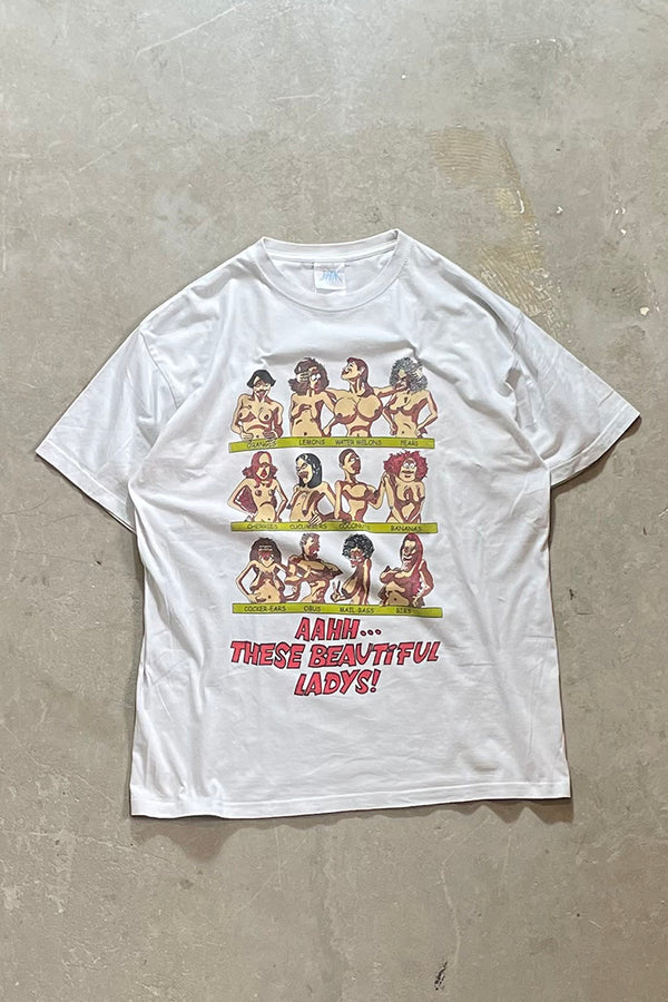 90'S BEAUTIFUL LADYS EROTIC T-SHIRT / WHITE [SIZE: L USED]