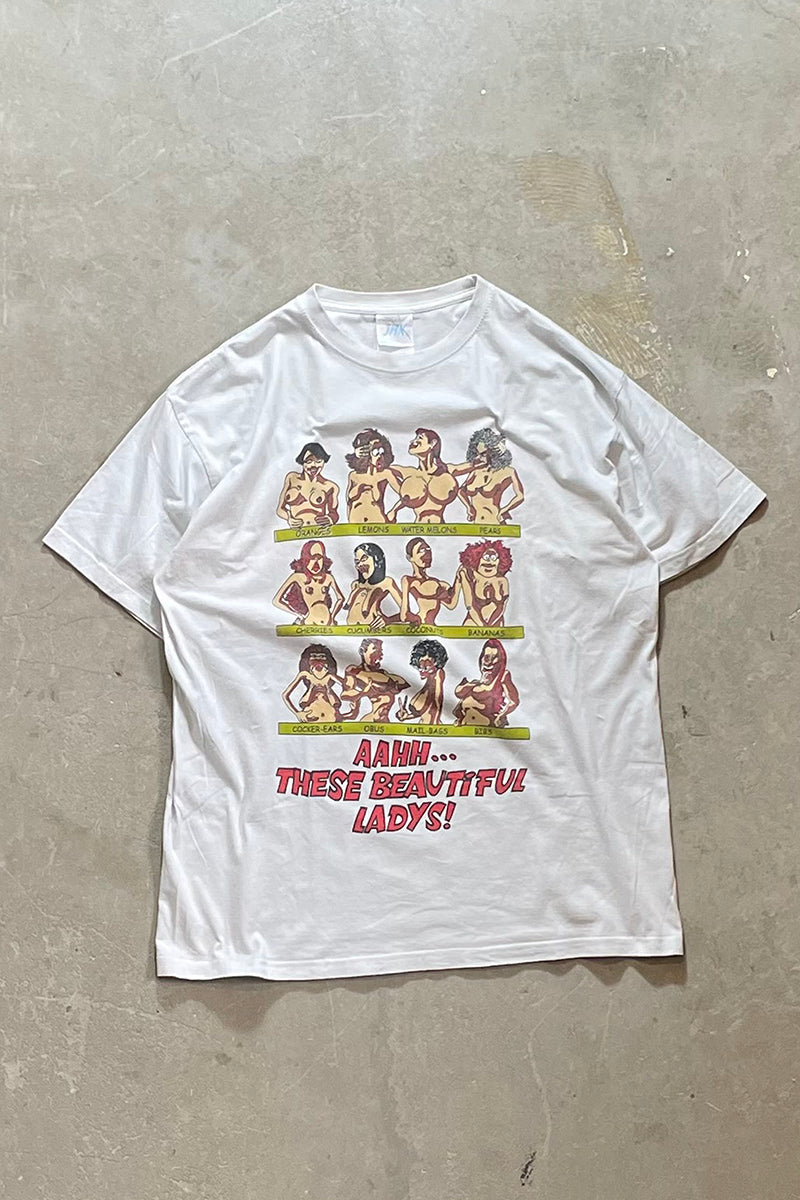 90'S BEAUTIFUL LADYS EROTIC T-SHIRT / WHITE [SIZE: L USED]