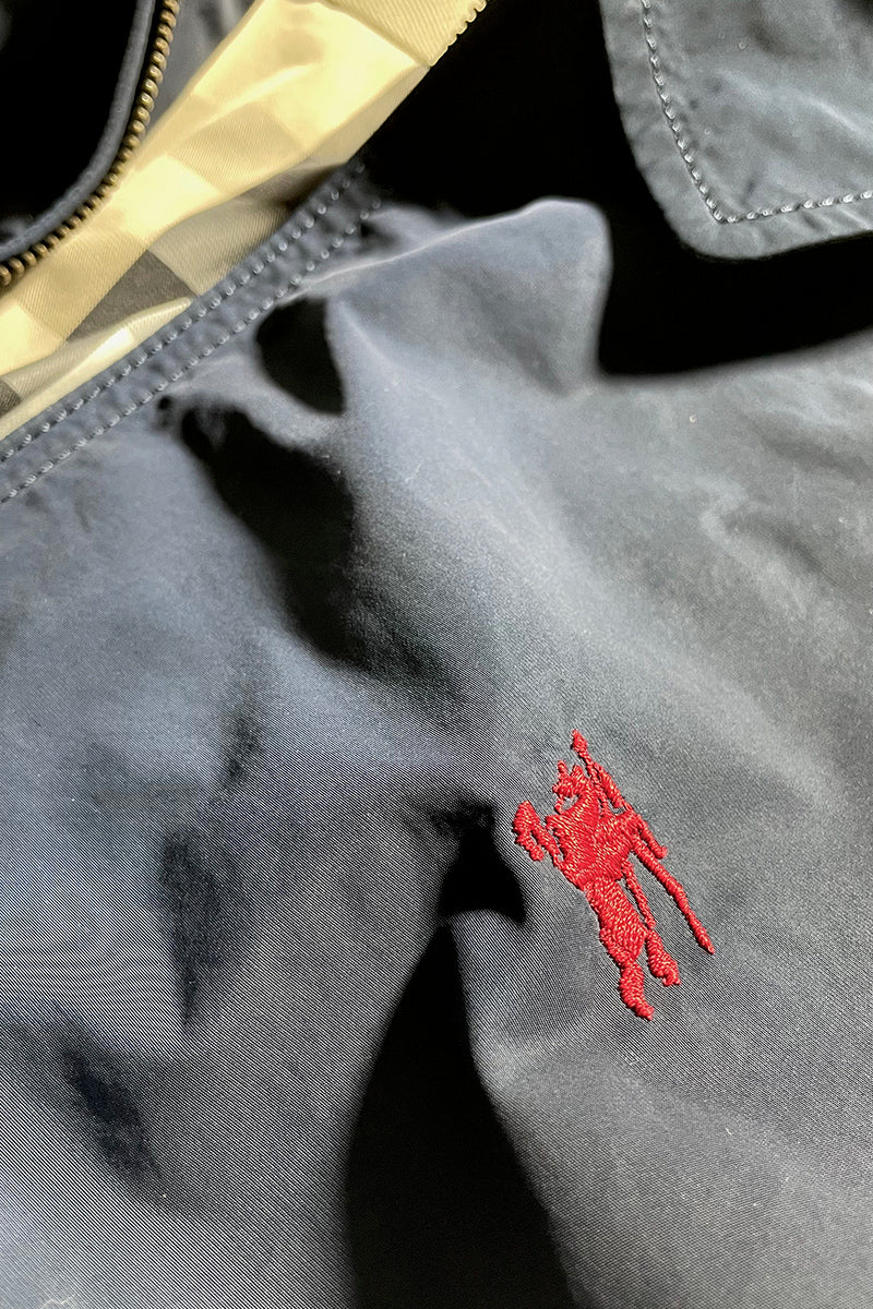 DOUBLE ZIP NYLON JACKET / NAVY [SIZE: M USED]