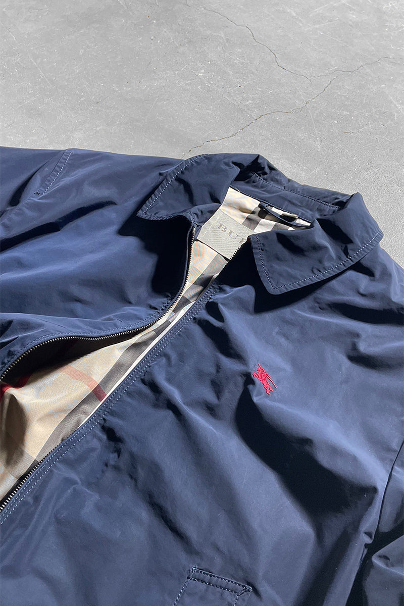 DOUBLE ZIP NYLON JACKET / NAVY [SIZE: M USED]