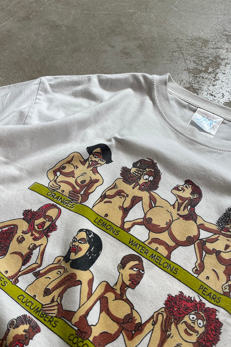 90'S BEAUTIFUL LADYS EROTIC T-SHIRT / WHITE [SIZE: L USED]