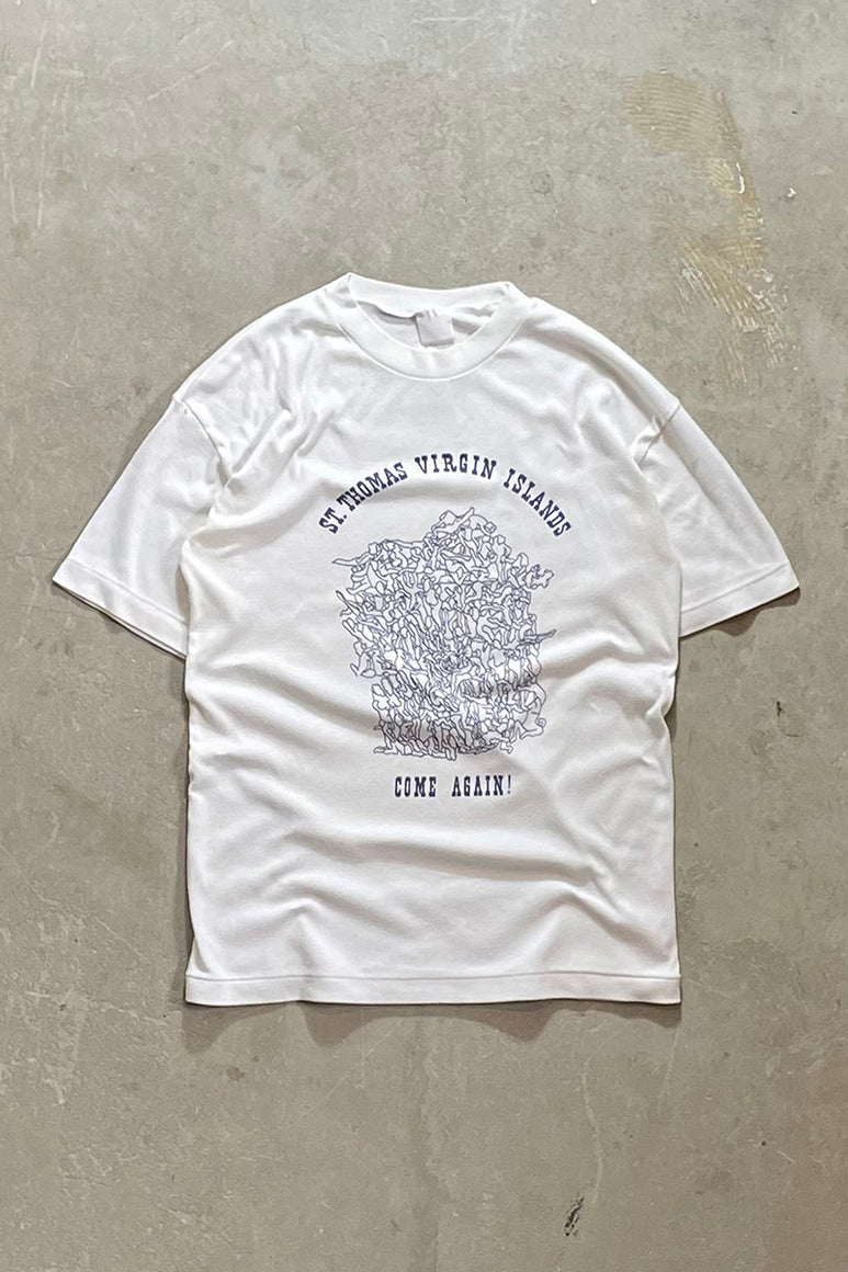 80'S ST. THOMAS VIRGIN ISLANDS EROTIC T-SHIRT / WHITE [SIZE: L USED]
