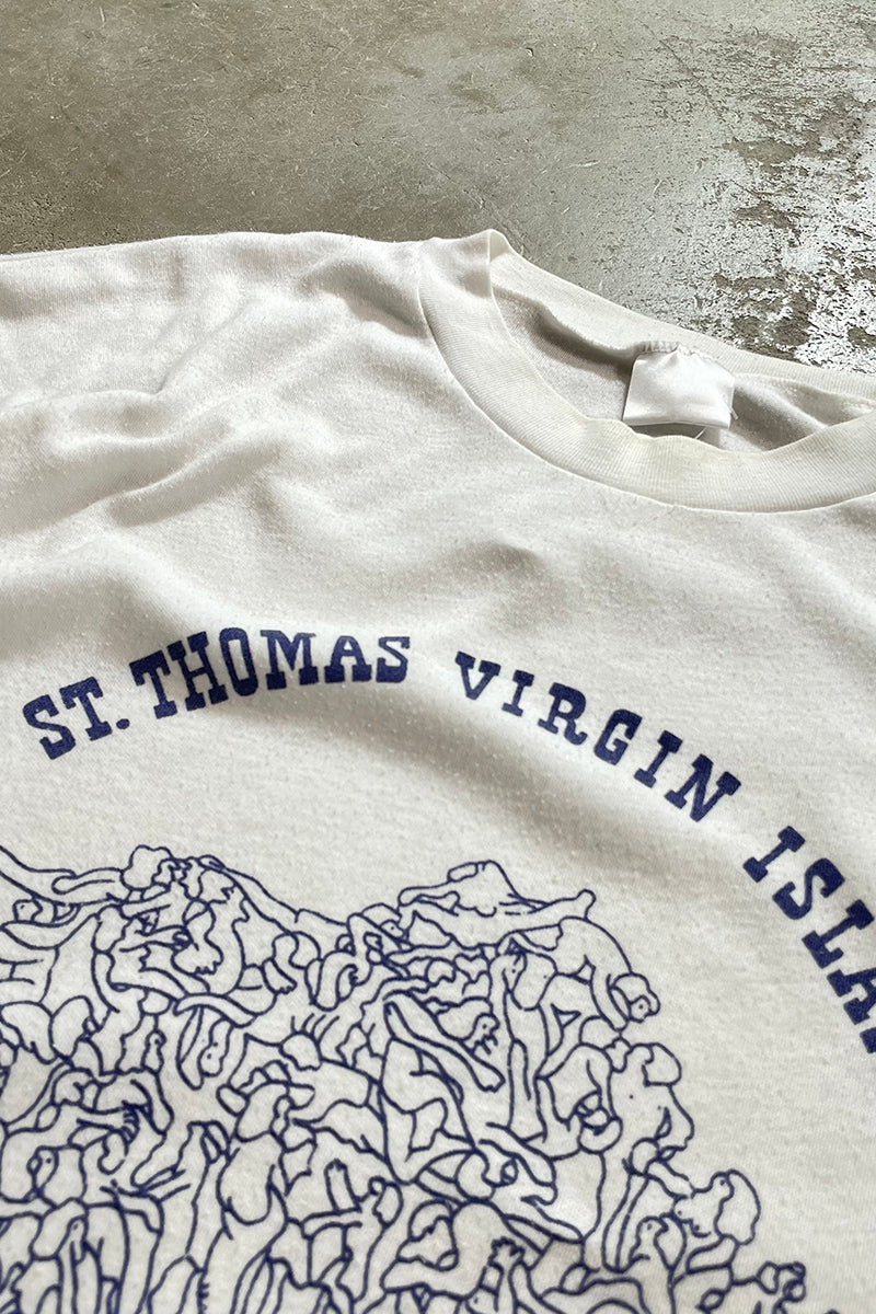 80'S ST. THOMAS VIRGIN ISLANDS EROTIC T-SHIRT / WHITE [SIZE: L USED]