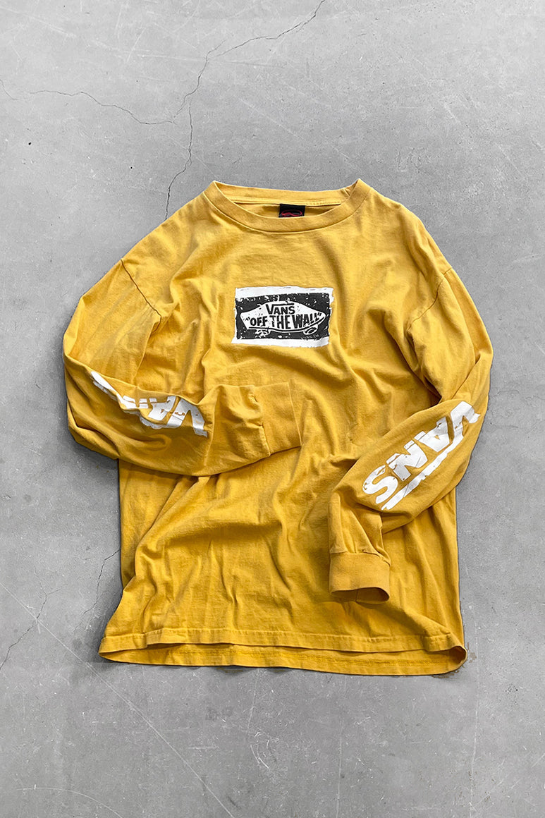 MADE IN MEXICO Y2K EARLY 00'S L/S PRINT T-SHIRT / YELLOW [SIZE: L USED]