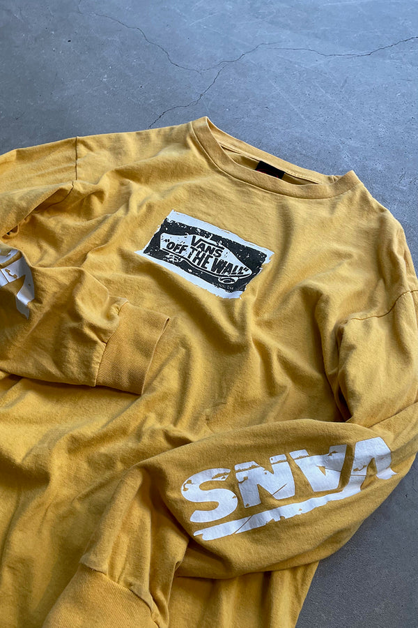 MADE IN MEXICO Y2K EARLY 00'S L/S PRINT T-SHIRT / YELLOW [SIZE: L USED]