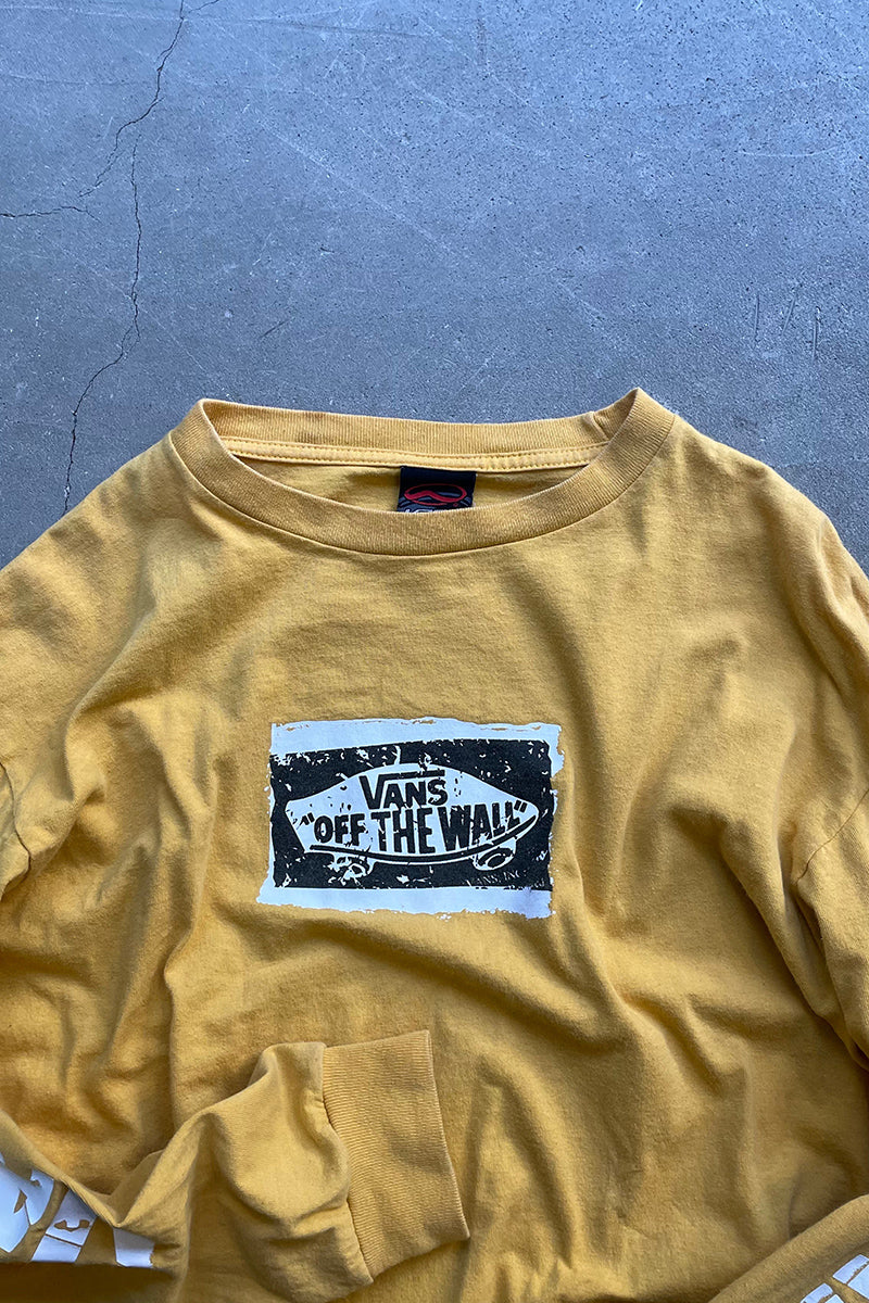 MADE IN MEXICO Y2K EARLY 00'S L/S PRINT T-SHIRT / YELLOW [SIZE: L USED]