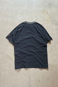 MADE IN USA 90'S LOGO RINGER T-SHIRT / BLACK [SIZE: M USED]