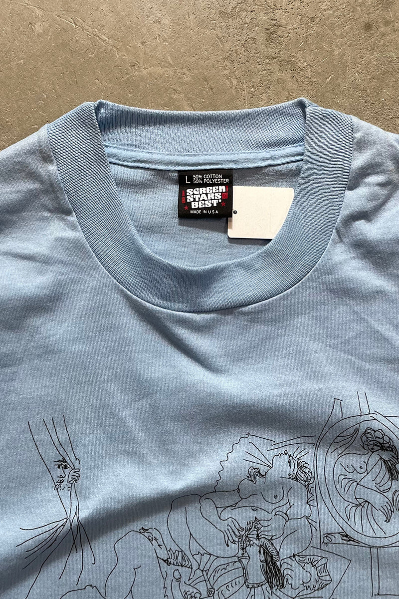 MADE IN USA 90'S PABLO PICASSO EROTIC T-SHIRT / BLUE [SIZE: L USED]