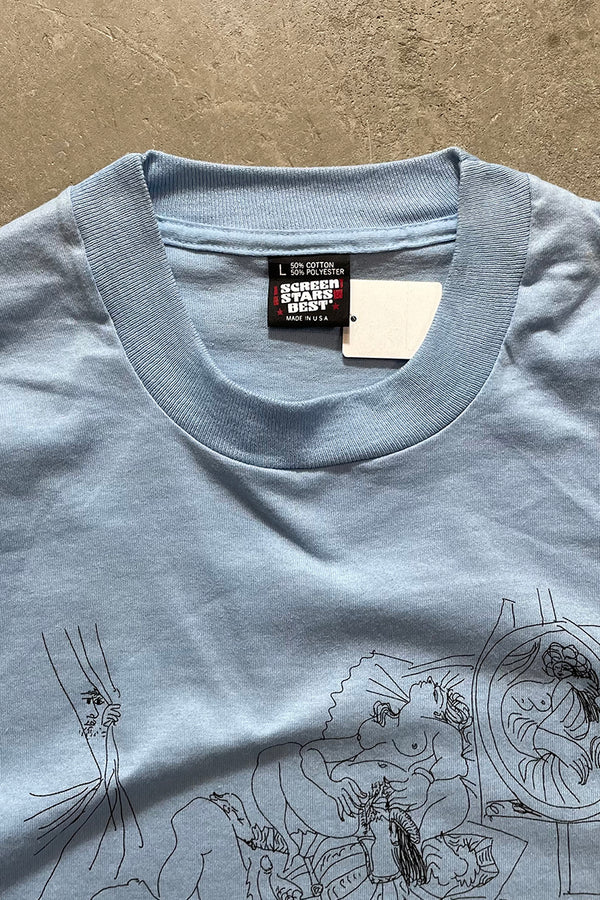 MADE IN USA 90'S PABLO PICASSO EROTIC T-SHIRT / BLUE [SIZE: L USED]