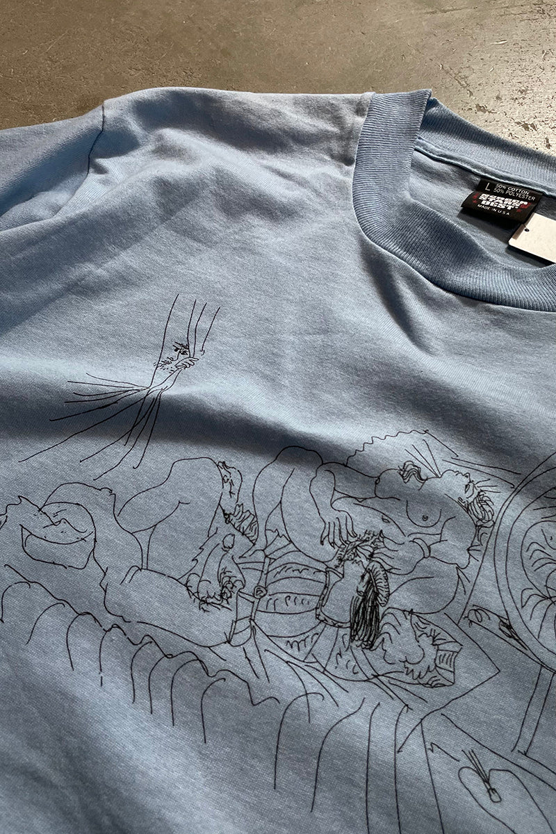 MADE IN USA 90'S PABLO PICASSO EROTIC T-SHIRT / BLUE [SIZE: L USED]