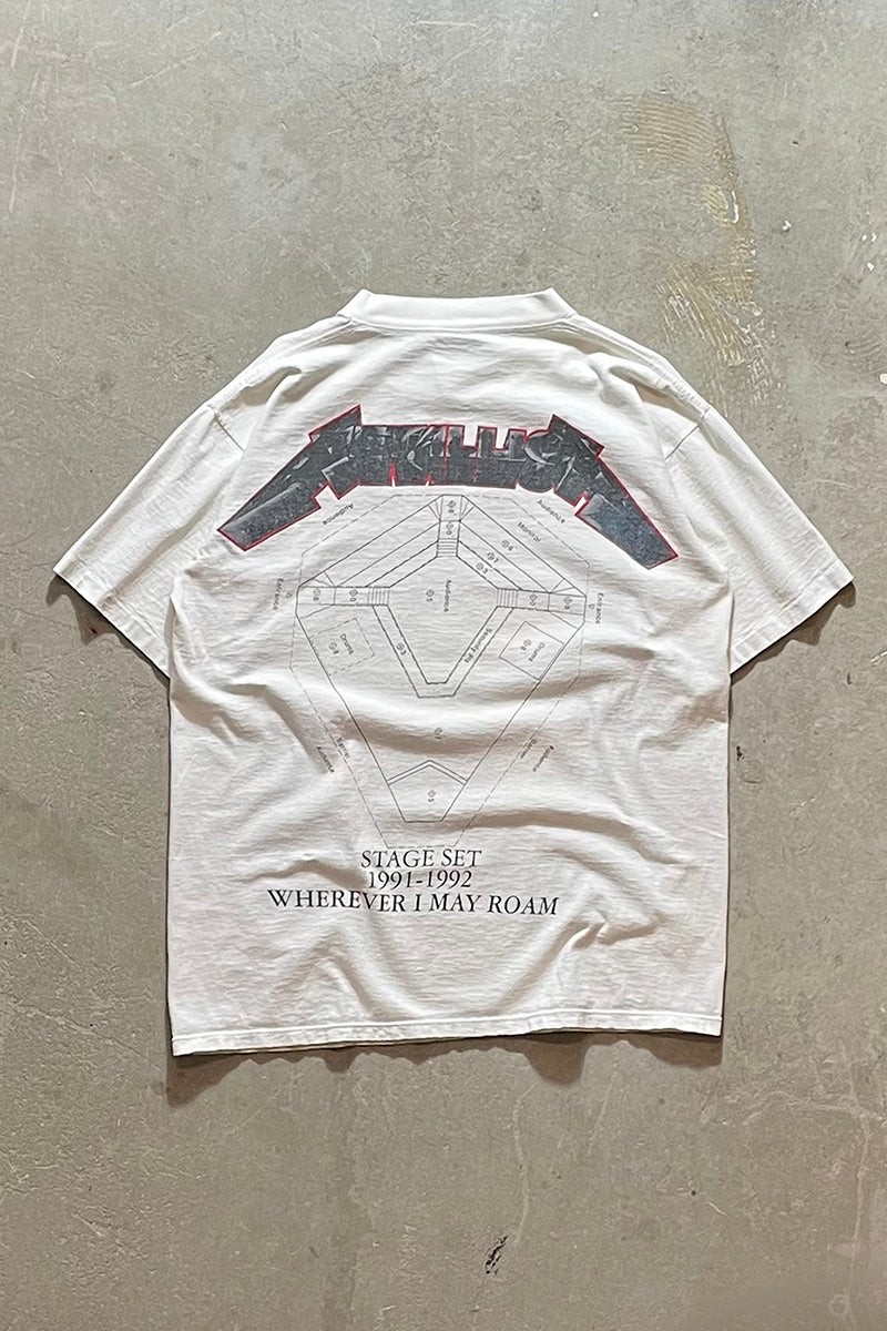MADE IN USA 91'S METALLICA WHEREVER I MAY ROAM BAND T-SHIRT / WHITE [SIZE: L USED]