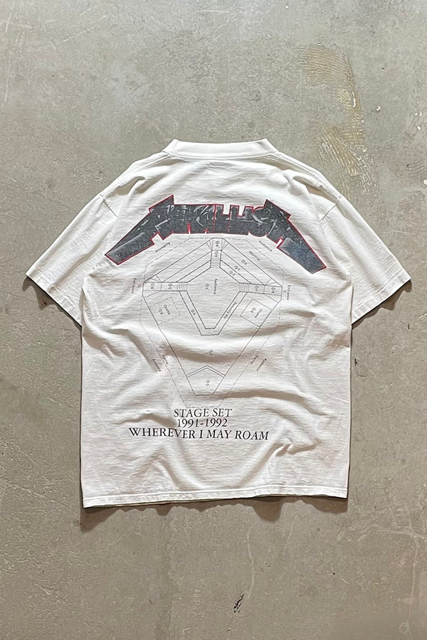 MADE IN USA 91'S METALLICA WHEREVER I MAY ROAM BAND T-SHIRT / WHITE [SIZE: L USED]