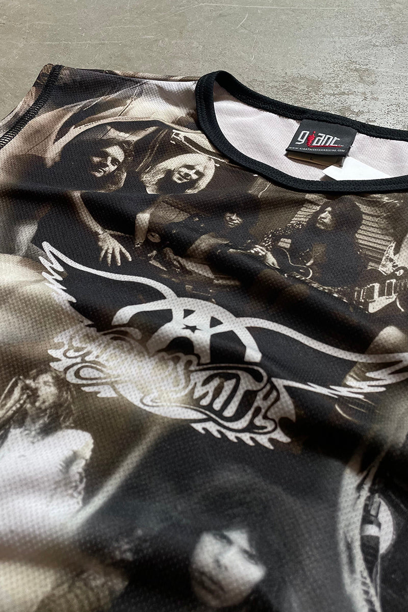 MADE IN USA 90'S AEROSMITH SLEEVELESS SHIRT / MULTI [SIZE: L USED]