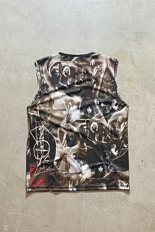 MADE IN USA 90'S AEROSMITH SLEEVELESS SHIRT / MULTI [SIZE: L USED]