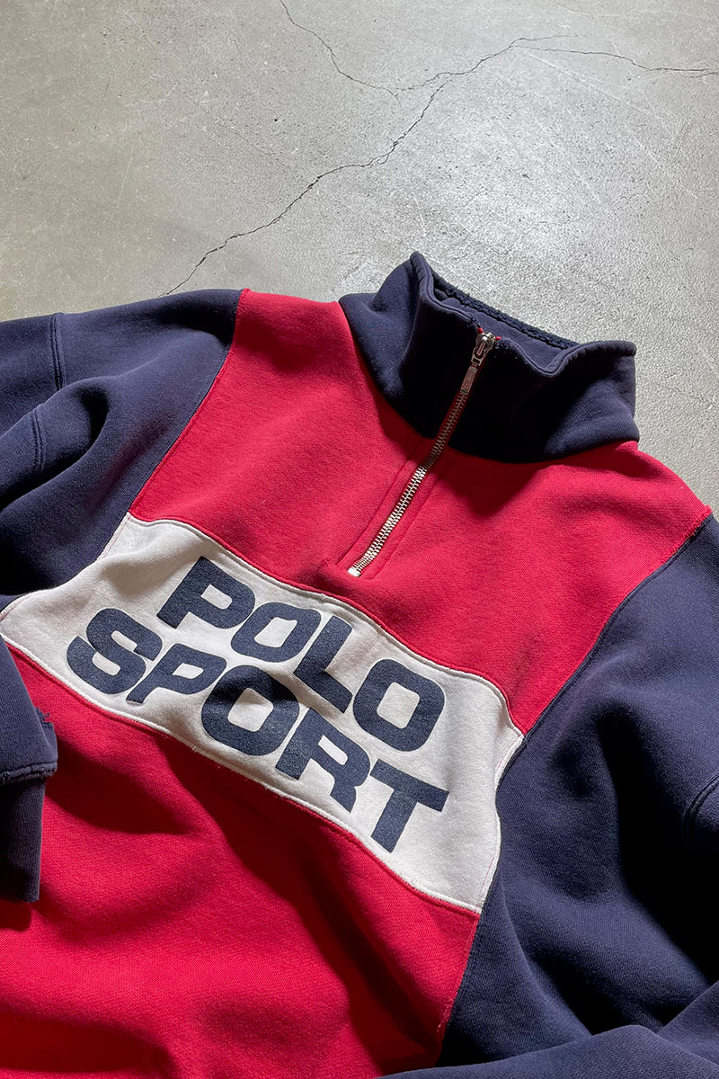 MADE IN USA 90년대 하프 집업 스웨트셔츠 / 네이비 [사이즈: M USED]