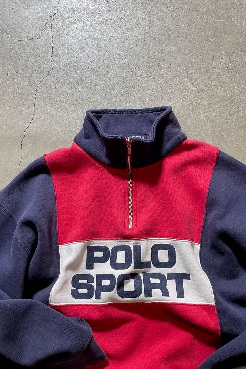 MADE IN USA 90년대 하프 집업 스웨트셔츠 / 네이비 [사이즈: M USED]