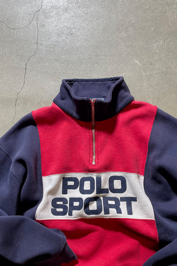 MADE IN USA 90'S HALF-ZIP SWEATSHIRT / NAVY [SIZE: M USED]