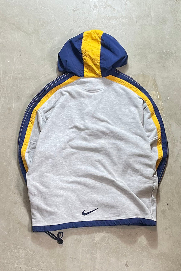 90'S HALF-ZIP HOODIE SWEATSHIRT / GREY [SIZE: L USED]