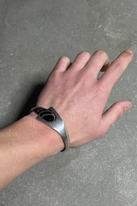 MADE IN MEXICO 925 SILVER BANGLE W/ONYX SILVER [SIZE: ONE SIZE USED]