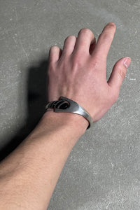 MADE IN MEXICO 925 SILVER BANGLE W/ONYX SILVER [SIZE: ONE SIZE USED]